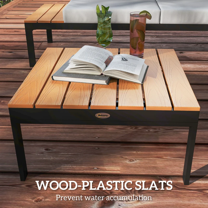 Best Four-Piece Garden Corner Sofa Set with 2 Loveseats and 2 Coffee Tables - Teak - Image 7