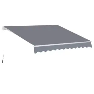 Best 3 x 2.5m Manual Awning Canopy Sun Shade Shelter Retractable for Garden Grey