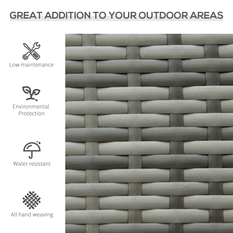 Best 2 Seater Poly Rattan Garden Bench, All Weather Wicker Garden Loveseat, Outdoor Seating Bench with 240 Load Capacity, Backrest and Armrests for Patio, Terrace, Balcony, Grey - Image 5