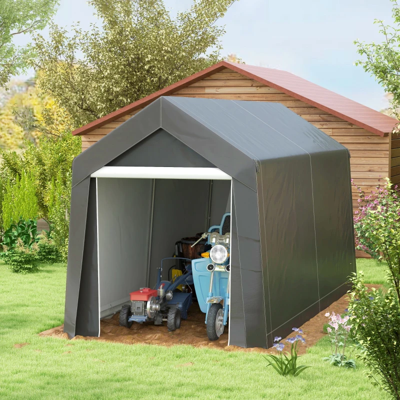 Best 3.6 x 2.1m Portable Outdoor Shed, with Window - Dark Grey - Image 2