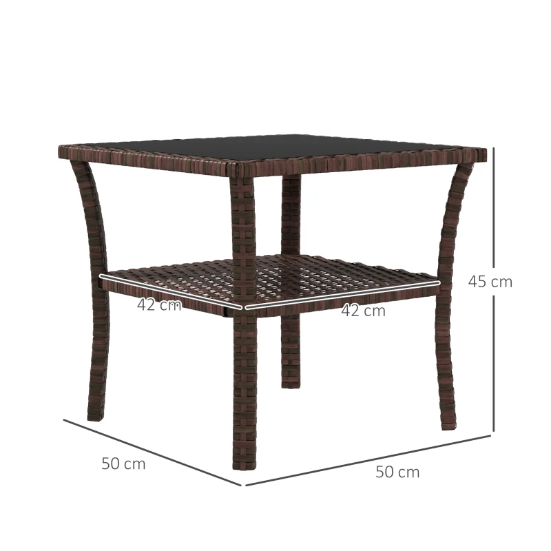 Best Two-tier PE Rattan Square Coffee Table - Brown - Image 3