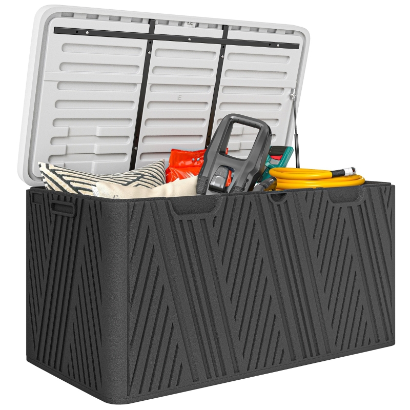 Best 380L Waterproof Outdoor Storage Box, with Lockable Lid - Black - Image 10