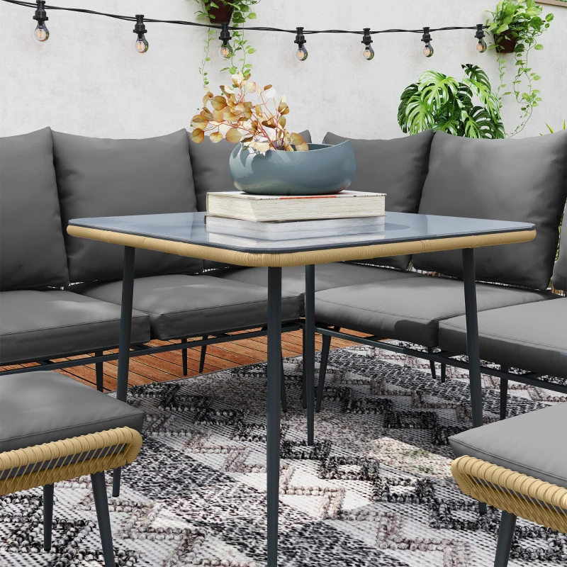 Best Six-Piece Rattan Strong Garden Sofa Set - Brown/Grey - Image 8