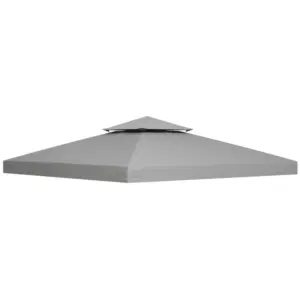 Best 3(m) Gazebo Top Cover Double Tier Canopy Replacement Pavilion Roof Light Grey