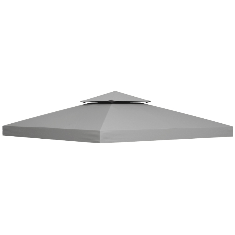 Best 3(m) Gazebo Top Cover Double Tier Canopy Replacement Pavilion Roof Light Grey