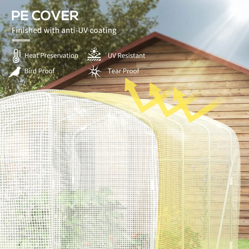 Best Polytunnel Greenhouse Walk-in Grow House with UV-resistant PE Cover, Door and Galvanised Steel Frame, 2 x 2 x 2m, White - Image 4