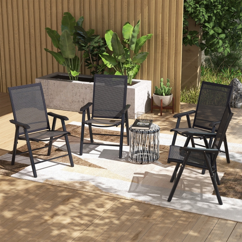 Best Set of Four Folding Garden Chairs - Black - Image 10