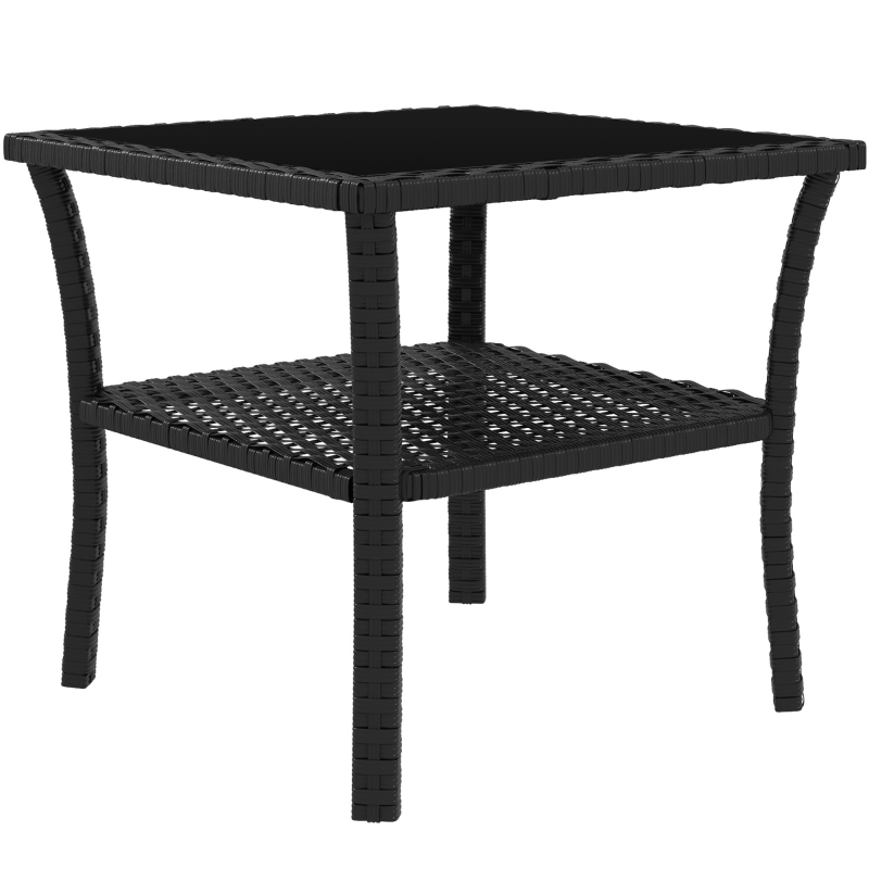 Best Two-tier PE Rattan Square Coffee Table - Black - Image 11
