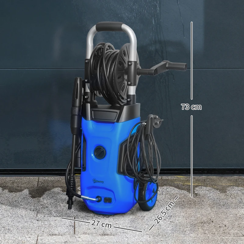 Best 1800W High Pressure Washer, 150 Bar Pressure, 420 L/h Flow, Portable Power Washer Jet Wash Cleaner with Adjustable Nozzle, 6M Hose, Hose Reel, Steel Handle for Home Patio Car Driveway, Blue - Image 3