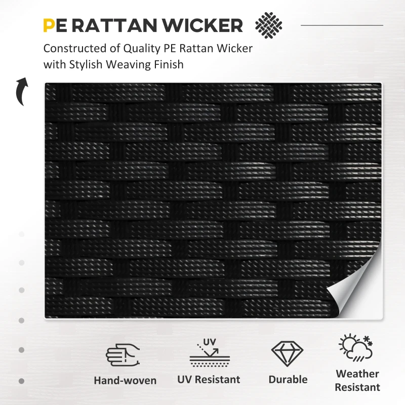 Best 4 Pieces Rattan Garden Furniture Set, 4 Seater Garden Sofa Set with Loveseat, Armchairs and Glass Top Table, Wicker Conservatory Furniture with Cushions for Patio, Balcony, Black - Image 4