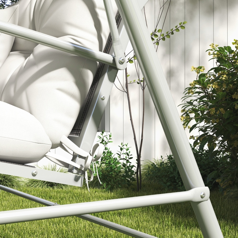 Best Back and Seat Cushion Replacement with 2 Pillows, Patio Chair Cushions Set with Ties, White - Image 9