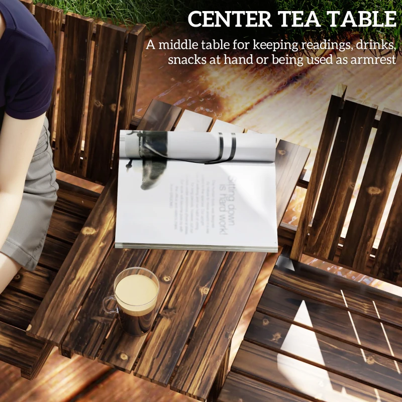 Best 2-Seater Garden Bench with Table & Parasol Hole, Antique Loveseat for Porch, Patio, Carbonised Finish - Image 6