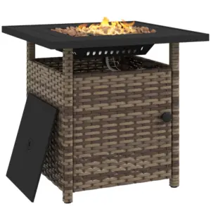 Best 72.5 x 72.5cm 50,000 BTU Fire Pit Table, with Cover - Brown