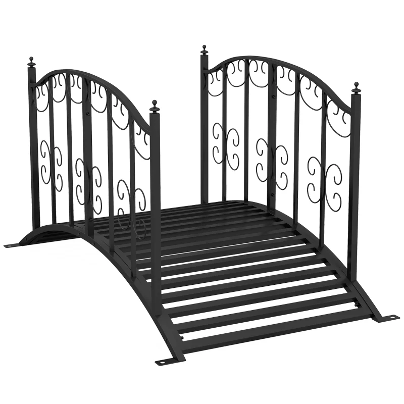Best 1.2M Metal Decorative Scrollwork Arch Garden Bridge, Black