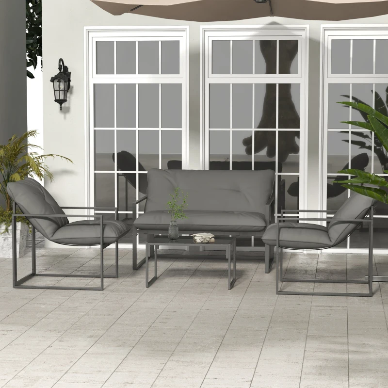 Best Four-Piece Relaxed Back Garden Dining Set - Black/Grey - Image 2