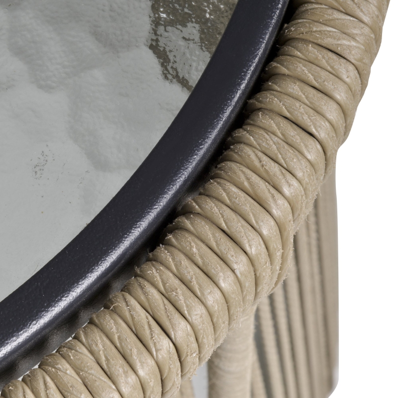 Best 3 Pieces Rattan Bistro Set, Wicker Garden Furniture Set with Cushions, Glass Top Coffee Table and Chairs for Outdoor, Patio, Balcony, Brown - Image 9