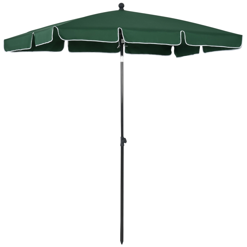 Best Garden Parasol Umbrella, Outdoor Market Table Umbrella with Ruffles & Aluminium Pole, Rectangular Tilting Parasol Sun Shade Canopy, 2 x 1.3m, Green - Image 13