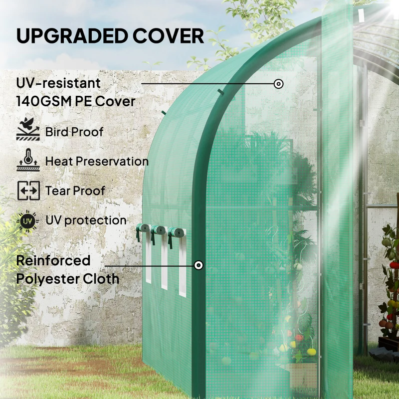 Best 3 x 2(m) Polytunnel Greenhouse, with Windows and Doors - Green - Image 4