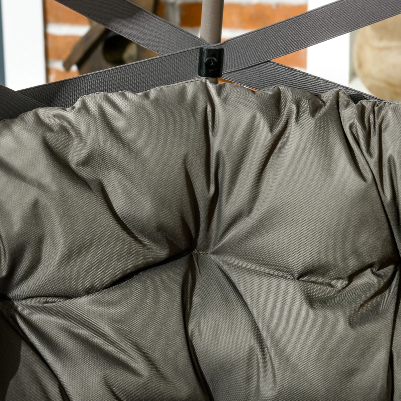 Best 2 Seater Egg Chair Outdoor, Folding Weave Garden Furniture Chair with Cushion, Cup Pockets - Sand Brown - Image 8