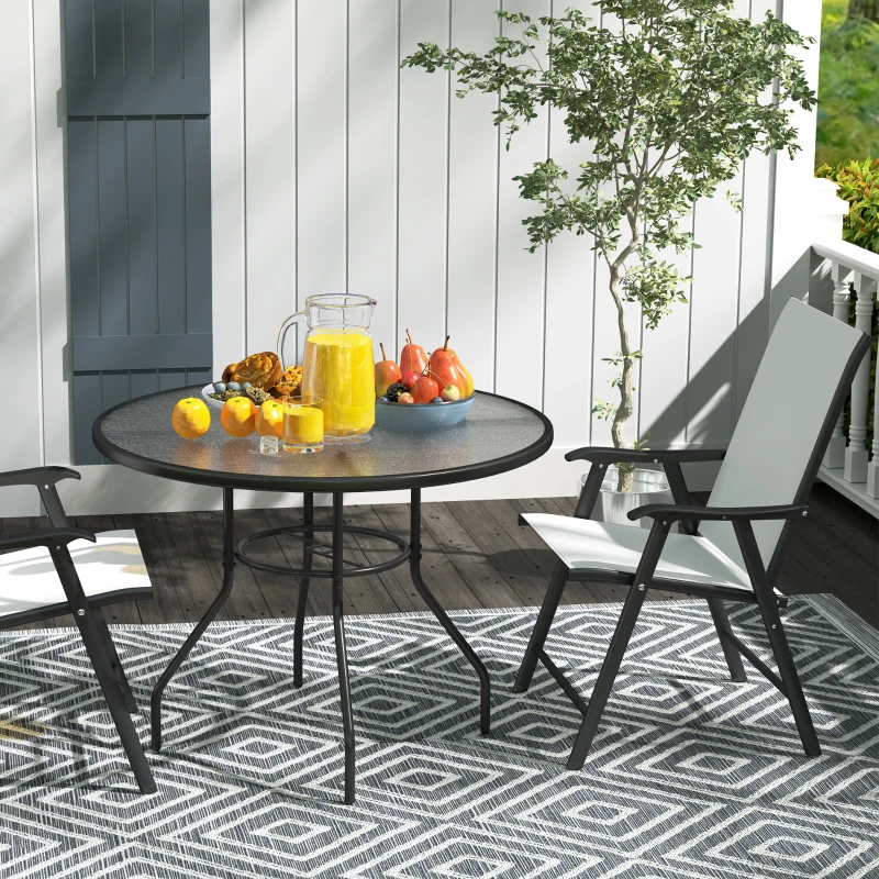 Best Glass-Top Garden Table, with Parasol Hole - Black - Image 8