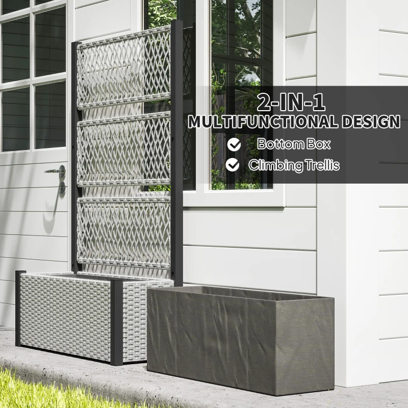 Best Garden Planter Box with Trellis, Liner for Climbing Plants, Vegetables, Flowers, 90 x 35 x 148 cm, Mixed-grey - Image 5