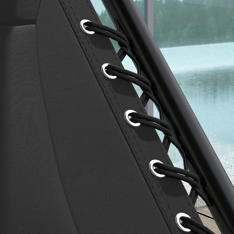 Best Zero Gravity Lounger Chair Set of 2, Folding Reclining Patio Chair with Shade Cover, Padded Seat, Cup Holder, Soft Cushion and Headrest for Poolside, Camping, Black - Image 9