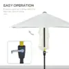 Best 2m Half Parasol Market Umbrella Garden Balcony Parasol with Crank Handle, Base, Double-Sided Canopy, Cream White - Image 5