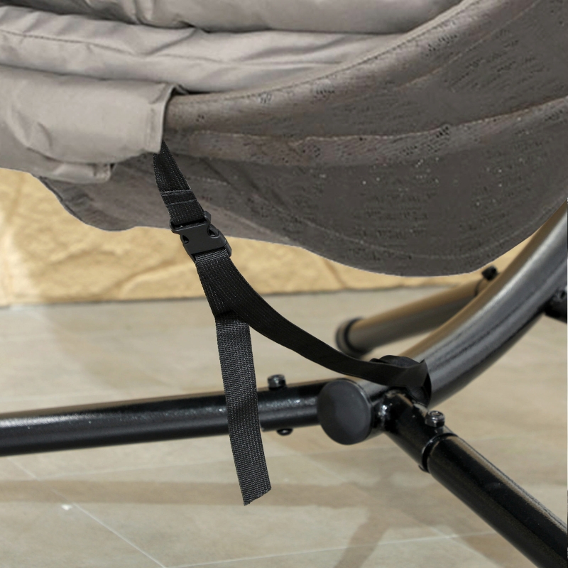 Best Round Egg Basket Chair, with Steel Stand, Sand - Image 9