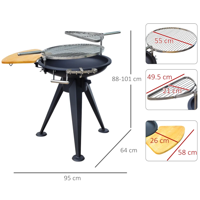 Best Round BBQ Grill W/Cutting Board-Black - Image 3