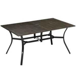 Best Six-Seater Steel Garden Table, with 41mm Parasol Hole - Wood-Effect