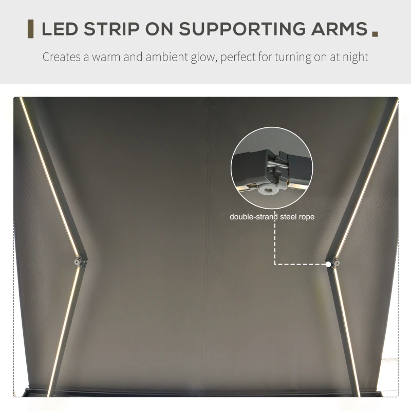 Best Cassette Electric Manual Awning Door Window Retractable Canopy w/ R/C & LED 300W x 0-250D cm - Image 5