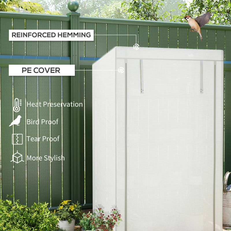 Best 4 Tier Lean-to Mini Greenhouse with Reinforced PE Cover, Portable Small Greenhouse with Roll-Up Door, Grey Hemmed Edging, 110 x 50 x 171cm, Grey - Image 4