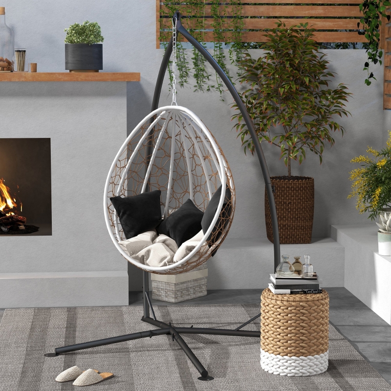 Best Hammock Chair Stand, Hanging Heavy Duty Metal Frame Hammock Stand with Chain, for Hanging Hammock Air Porch Swing Chair, Egg Cahir, Indoor & Outdoor Use, Black - Image 10