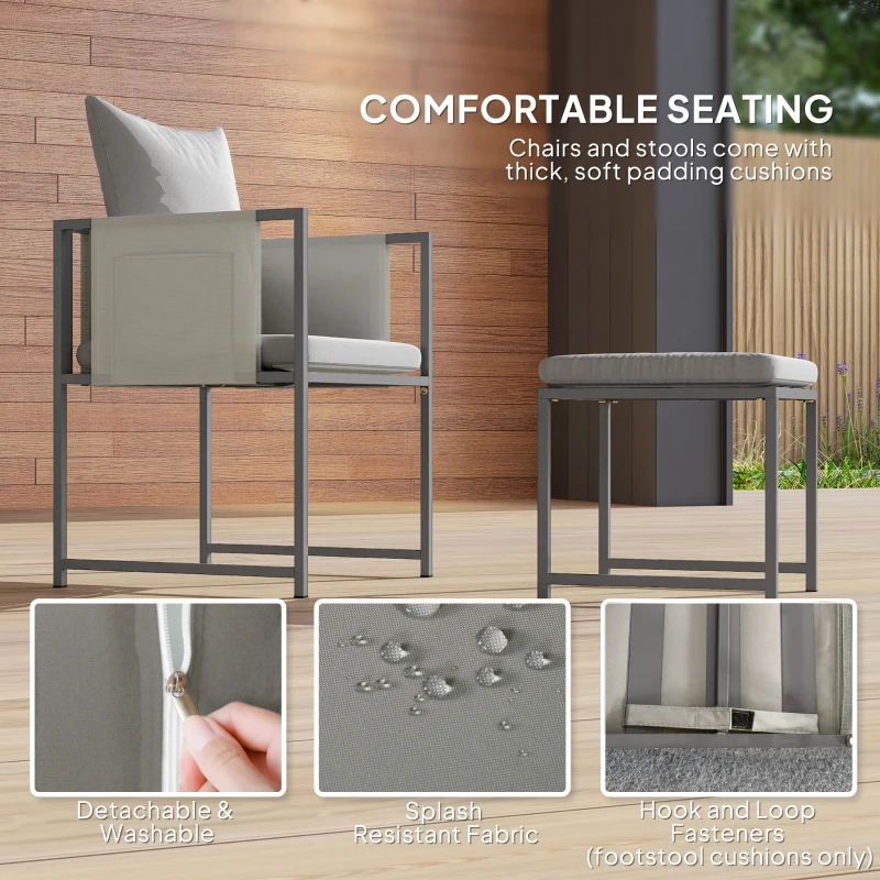 Best Nine-Piece Steel Frame Garden Dining Set - Grey - Image 5