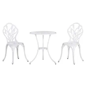 Best 3 Piece Patio Bistro Set for 2, Outdoor Aluminium Garden Table and Chairs with Umbrella Hole for Balcony, White