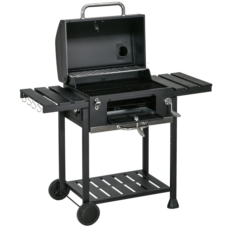 Best Adjustable Charcoal Pan BBQ, with Thermometer and Warming Rack - Image 11