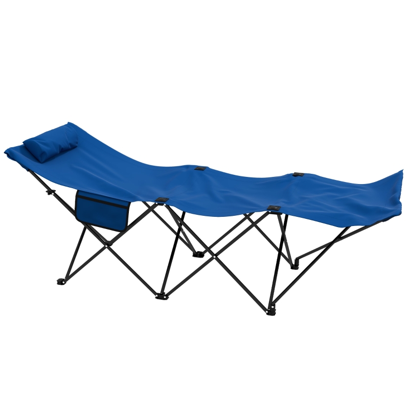 Best Foldable Sun Lounger, Outdoor Tanning Sun Lounger Chair with Side Pocket, Headrest, Oxford Seat, for Beach, Yard, Patio, Dark Blue - Image 11
