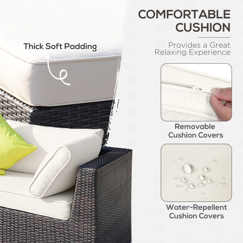 Best 8 Pieces PE Rattan Corner Sofa Set with Thick Cushions, Aluminium Outdoor Rattan Garden Furniture Set with Glass Top Table, No Assembly Required, Mixed Brown - Image 5