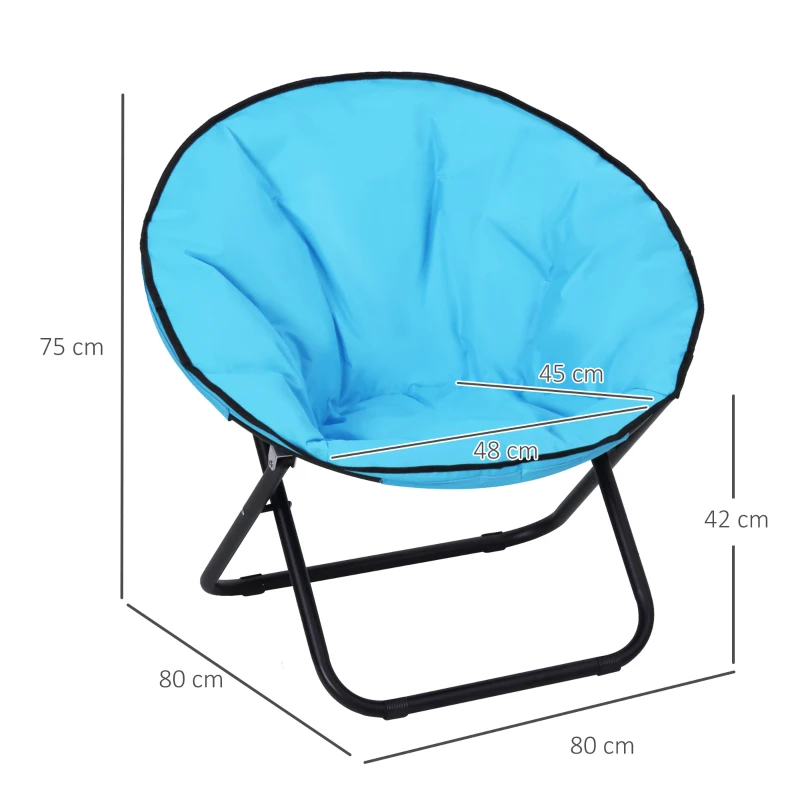 Best Garden Folding Portable Padded Saucer Moon Chair Padded Round Outdoor Camping Travel Fishing Seat Blue - Image 3