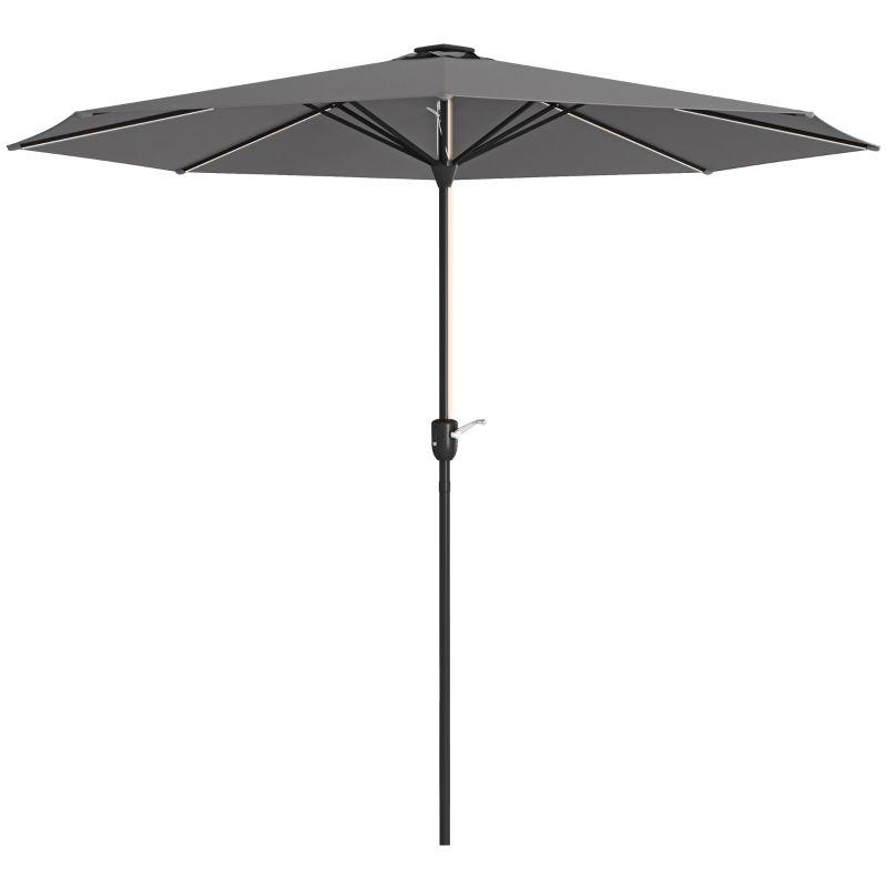 Best 2.65m Garden Parasol, with LED Lights - Dark Grey