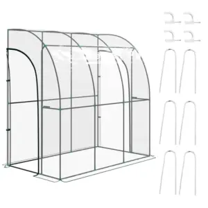 Best 214cm x 118cm Walk-In Lean To Greenhouse, with Accessories