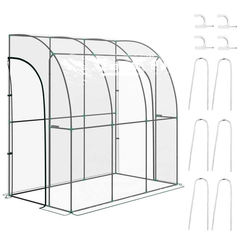 Best 214cm x 118cm Walk-In Lean To Greenhouse, with Accessories