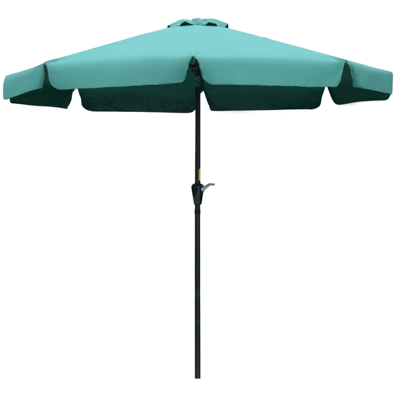 Best 2.7m Patio Parasol Garden Umbrellas Outdoor Sun Shade Table Umbrella with Tilt, Crank, 8 Ribs, Ruffles, Green - Image 12