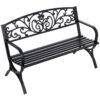 Best 127L x 60W x 85H cm Powder Coated Garden Bench for Patio Backyard, Steel-Black - Image 10
