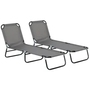 Best Garden Sun Lounger, with Five-Position Back - Grey