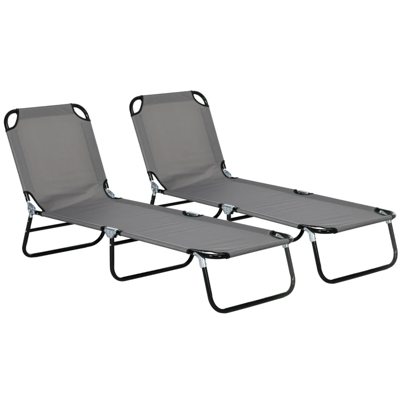 Best Garden Sun Lounger, with Five-Position Back - Grey