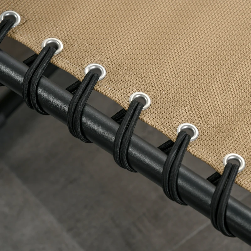 Best Portable Sun Lounger, Folding Camping Bed Cot, Reclining Lounge Chair 5-position Adjustable Backrest with Side Pocket, Pillow for Patio Garden Beach Pool, Beige - Image 8