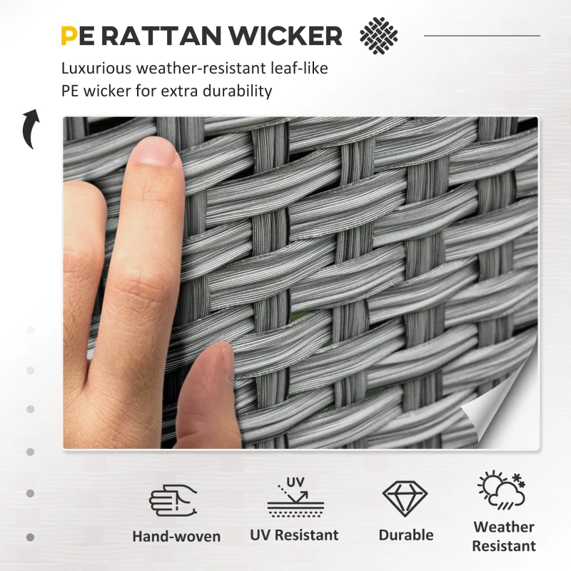 Best 6 Pieces Rattan Garden Furniture Set, 6 Seater Garden Sofa Set with Glass Top Dining Table, Loveseat, 2 Armchairs and Ottomans, Wicker Outdoor Conservatory Furniture for Patio, Grey - Image 4