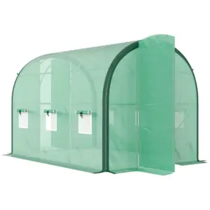 Best 3 x 2(m) Polytunnel Greenhouse, with Windows and Doors - Green