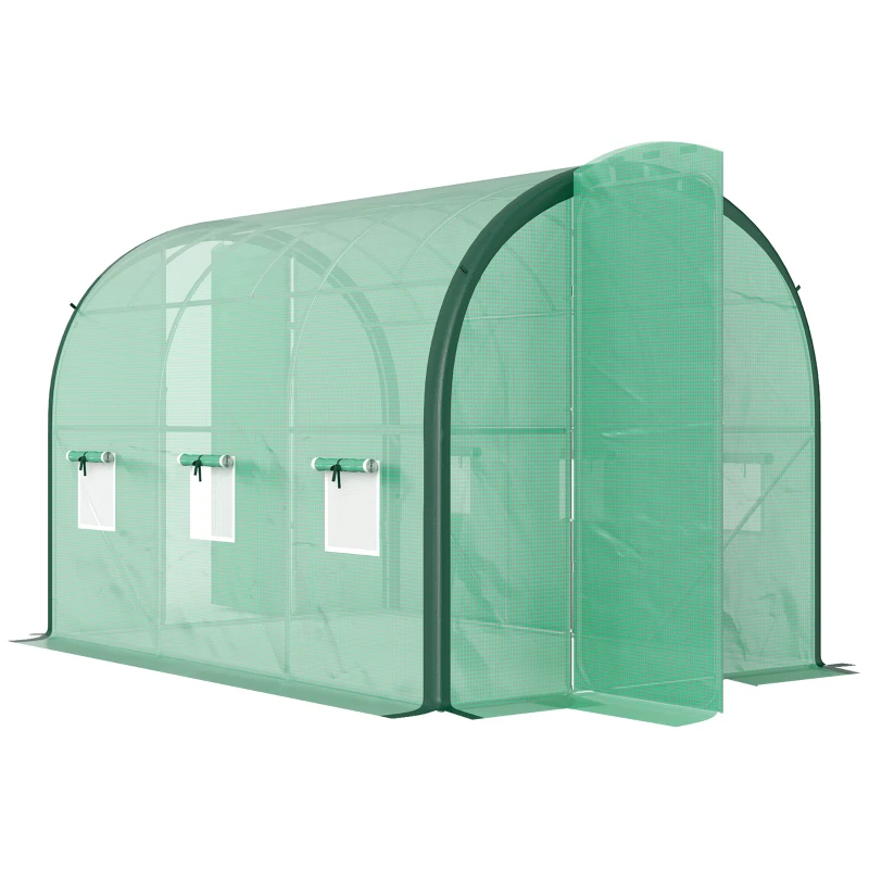 Best 3 x 2(m) Polytunnel Greenhouse, with Windows and Doors - Green